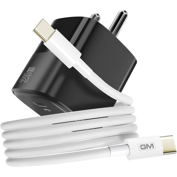 GM G+ 25W GaN Charger with 60W USB-C to USB-C Cable | PD 3.0 QC 3.0 Fast Charging